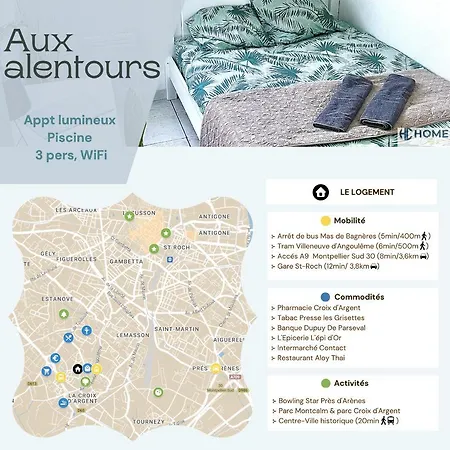 Appt Lumineux, Piscine, Wifi Montpellier